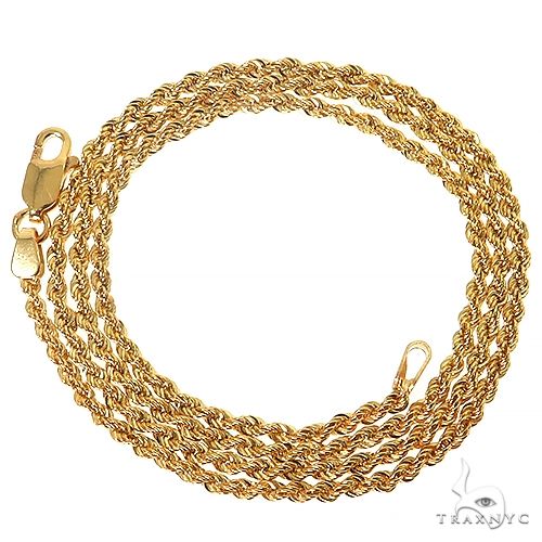 14K Yellow Gold Hollow Rope Chain 2mm 64541, photo 3 of 7