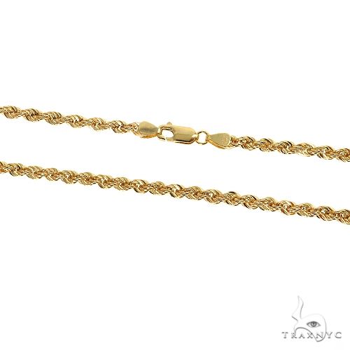 14K yellow gold 22-inch hollow rope chain with 4.2mm twisted links for men.