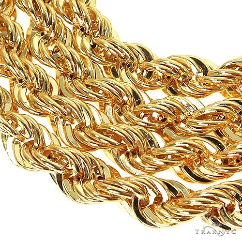 14K yellow gold 22-inch hollow rope chain with 4.2mm twisted links for men.
