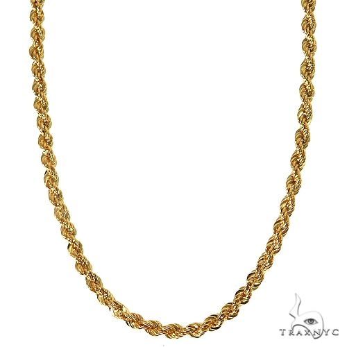 14K Yellow Gold Hollow Rope Link Chain 28 Inches 2.7mm   66293 - Image 1