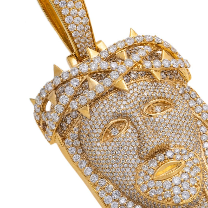 14K Yellow Gold Jesus w/Thorns Diamond Pendant 31 CT 69766 - Image 3