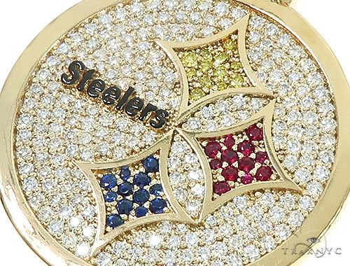 14K Yellow Gold Large Custom Steelers Pendant 65748 - Image 4