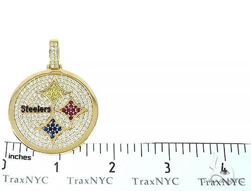 14K Yellow Gold Large Custom Steelers Pendant 65748 - Image 7