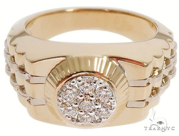 Men's diamond ring in 14K yellow gold – front-facing view showing diamond setting detail