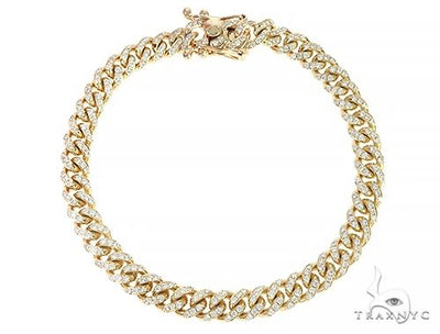 14K Yellow Gold Miami Cuban Diamond Bracelet 65224 - Image 1