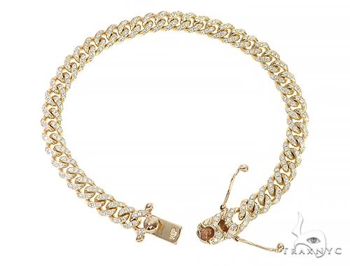 14K Yellow Gold Miami Cuban Diamond Bracelet, photo 3 of 8