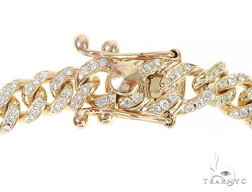 14K Yellow Gold Miami Cuban Diamond Bracelet, photo 4 of 8