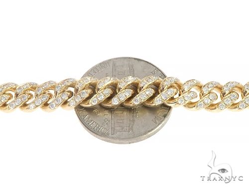 14K Yellow Gold Miami Cuban Diamond Bracelet, photo 6 of 8