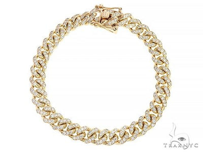 14K Yellow Gold Miami Cuban Diamond Bracelet