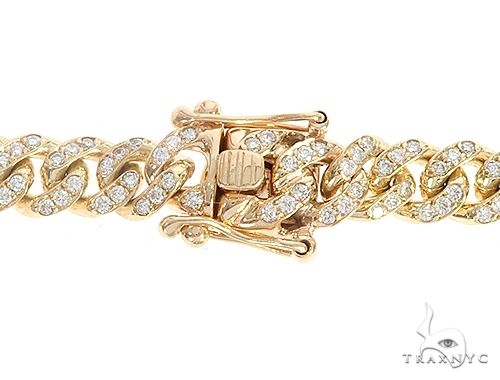 14K Yellow Gold Miami Cuban Diamond Bracelet, photo 4 of 8
