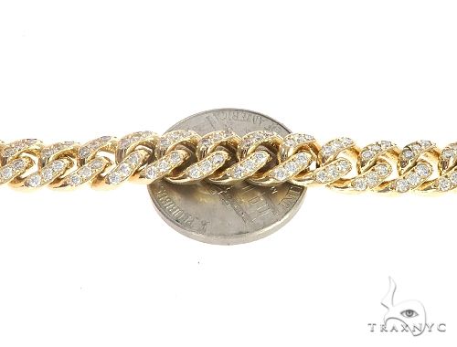 14K Yellow Gold Miami Cuban Diamond Bracelet, photo 6 of 8