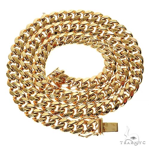 14K Yellow Gold Miami Cuban Hollow 7.5mm 20 Inches 68403 | TraxNYC
