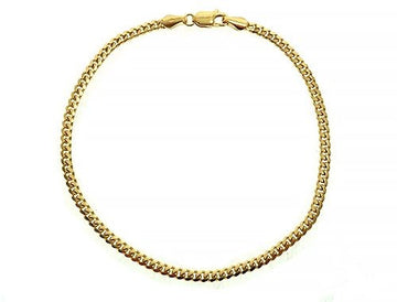 14K yellow gold Miami Cuban link bracelet, 2.6mm wide, 8-inch length, flat-woven links, top-down view