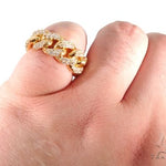 14K Yellow Gold Micro Pave Diamond Cuban Link Ring 64028 - Image 8