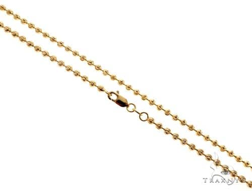 14K yellow gold moon cut link chain 26 inches long, 3.5mm width with spring clasp.