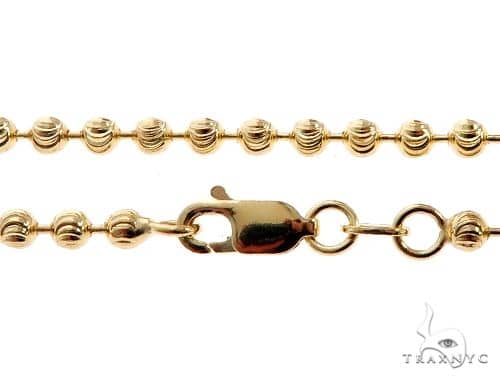 14K yellow gold moon cut link chain 26 inches long, 3.5mm width with spring clasp.