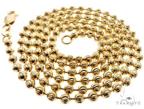 14K Yellow Gold Moon Cut Link Chain 28 Inches 3.5mm   65885 - Image 4