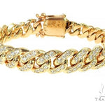 14K Yellow Gold One Row Diamond Cuban Link Bracelet 65944 - Image 1