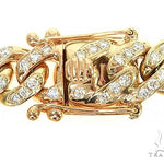 14K Yellow Gold One Row Diamond Cuban Link Bracelet 65944 - Image 4