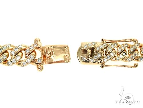 14K Yellow Gold One Row Diamond Cuban Link Bracelet 65944 - Image 5