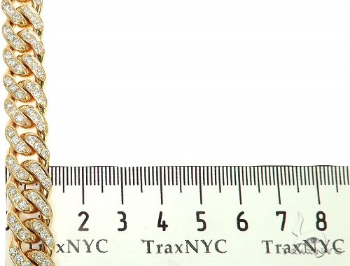 14K Yellow Gold One Row Diamond Cuban Link Bracelet 65944 - Image 7