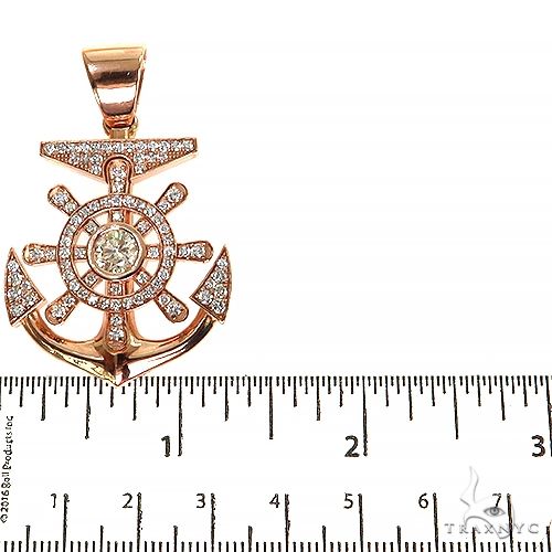 14K Yellow Gold Pave Bezel Diamond Anchor Charm Pendant, photo 5 of 6