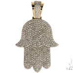 14K Yellow Gold Pave Diamond Hamsa Pendant 61613 - Image 1