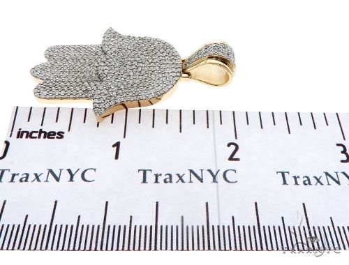 14K Yellow Gold Pave Diamond Hamsa Pendant, photo 6 of 7