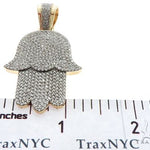 14K Yellow Gold Pave Diamond Hamsa Pendant 61613 - Image 7