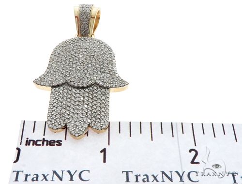 14K Yellow Gold Pave Diamond Hamsa Pendant 61613 - Image 7
