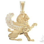 14K Yellow Gold Diamond Large Custom Royal Lion Pendant 65316 - Image 1