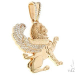 14K Yellow Gold Diamond Large Custom Royal Lion Pendant 65316 - Image 2