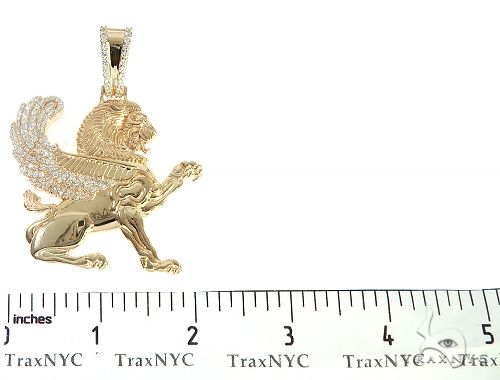 14K Yellow Gold Diamond Large Custom Royal Lion Pendant, photo 7 of 8
