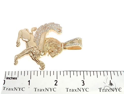 14K Yellow Gold Diamond Large Custom Royal Lion Pendant 65316 - Image 8