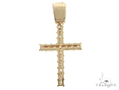 14K Yellow Gold Princess Cut Diamond Manhattan Cross, photo 3 of 7