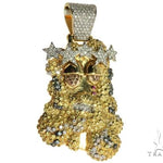 14K Yellow Gold Prong Bezel Diamond Custom Made Hip Hop Piece 63780 - Image 1