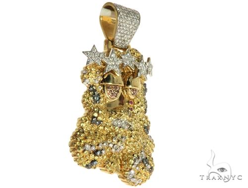 14K Yellow Gold Prong Bezel Diamond Custom Made Hip Hop Piece 63780 - Image 2