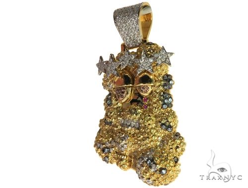 14K Yellow Gold Prong Bezel Diamond Custom Made Hip Hop Piece 63780 - Image 3