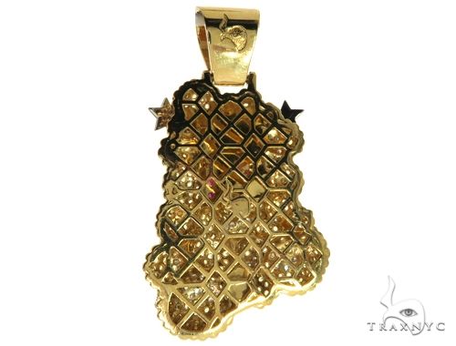 14K Yellow Gold Prong Bezel Diamond Custom Made Hip Hop Piece 63780 - Image 4