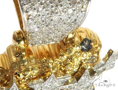 14K Yellow Gold Prong Bezel Diamond Custom Made Hip Hop Piece, photo 6 of 10