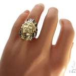 14K Yellow Gold Prong Bezel Diamond Indian Head Ring 63858 - Image 8