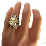 14K Yellow Gold Prong Bezel Diamond Indian Head Ring 63858 - Image 9