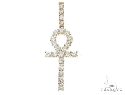 14K Yellow Gold Prong Diamond Ankh Cross 65285 - Image 1