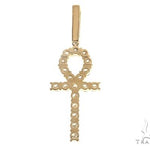 14K Yellow Gold Prong Diamond Ankh Cross 65285 - Image 3