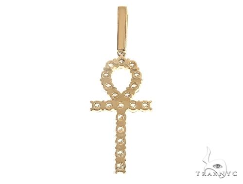 14K Yellow Gold Prong Diamond Ankh Cross 65285 - Image 3