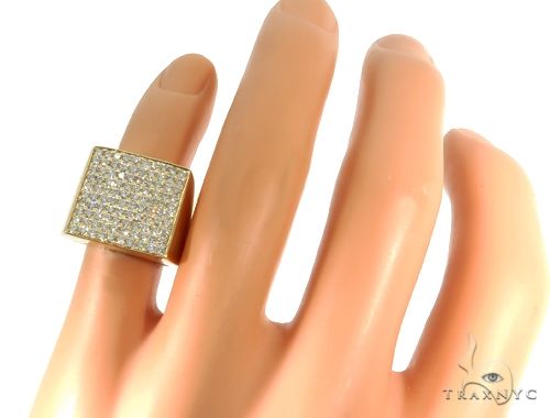 14K Yellow Gold Diamond Square Ring 61508 - Image 7