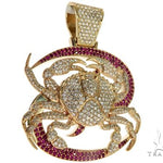 14K Yellow Gold Prong Diamond Crab Pendant 63094 - Image 2