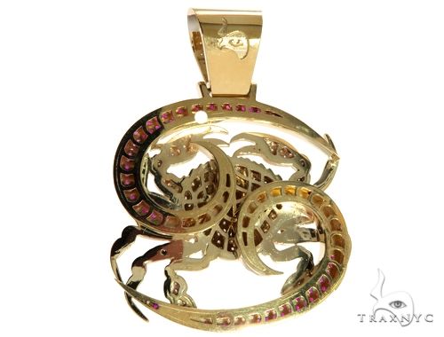 14K Yellow Gold Prong Diamond Crab Pendant 63094 - Image 4