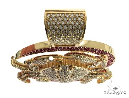 14K Yellow Gold Prong Diamond Crab Pendant 63094 - Image 5