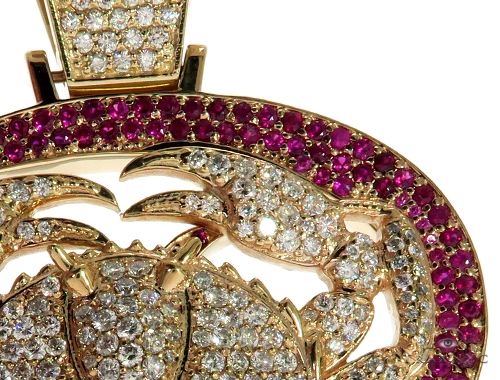 14K Yellow Gold Prong Diamond Crab Pendant 63094 - Image 6